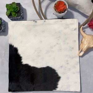 1- New Handmade Real Cowhide Leather Pillow Cover Hair On ~ 15” x 15”